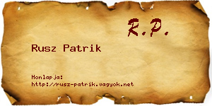 Rusz Patrik névjegykártya